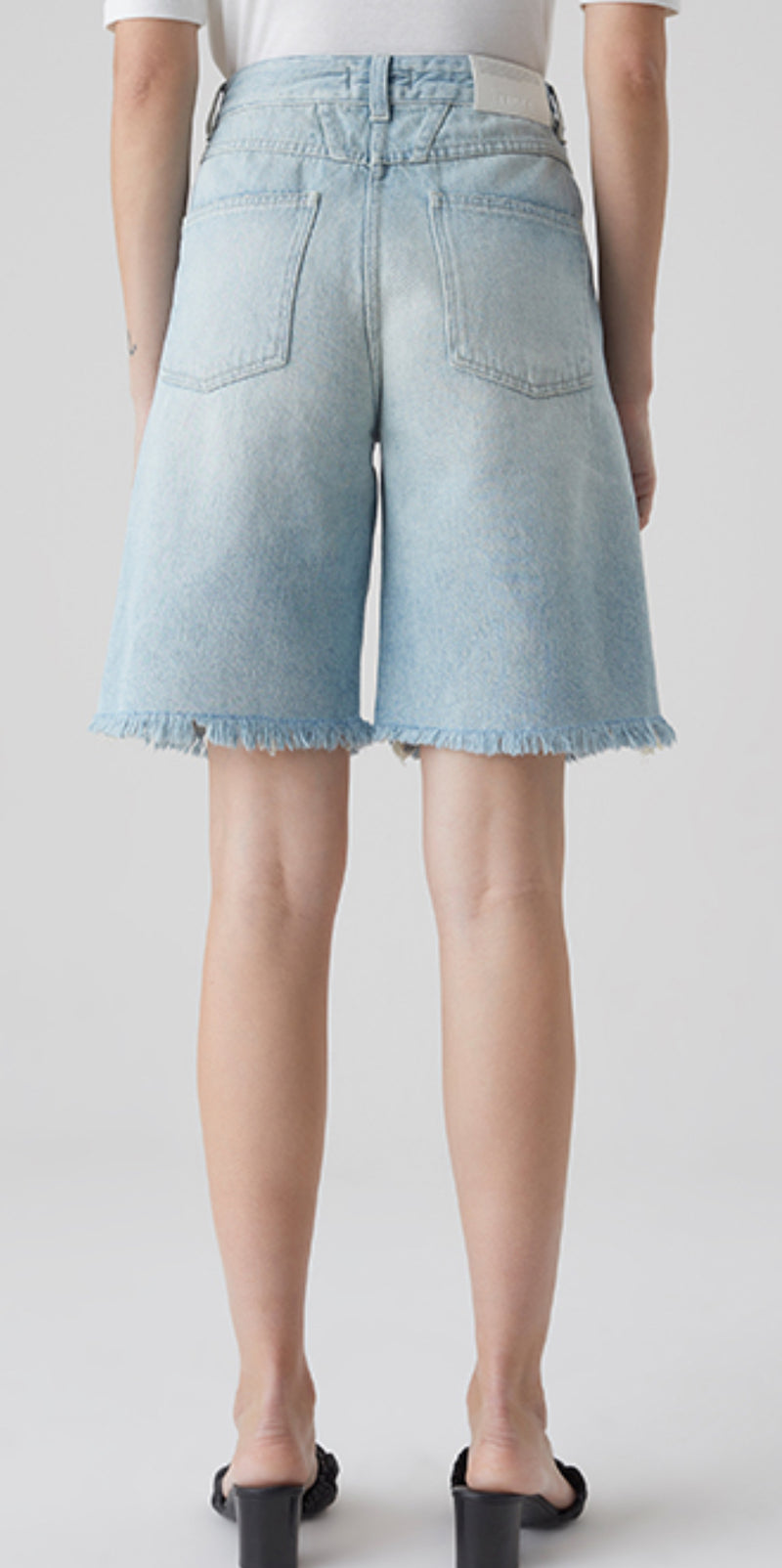 Closed Staight Leg Shorts - Mid Blue