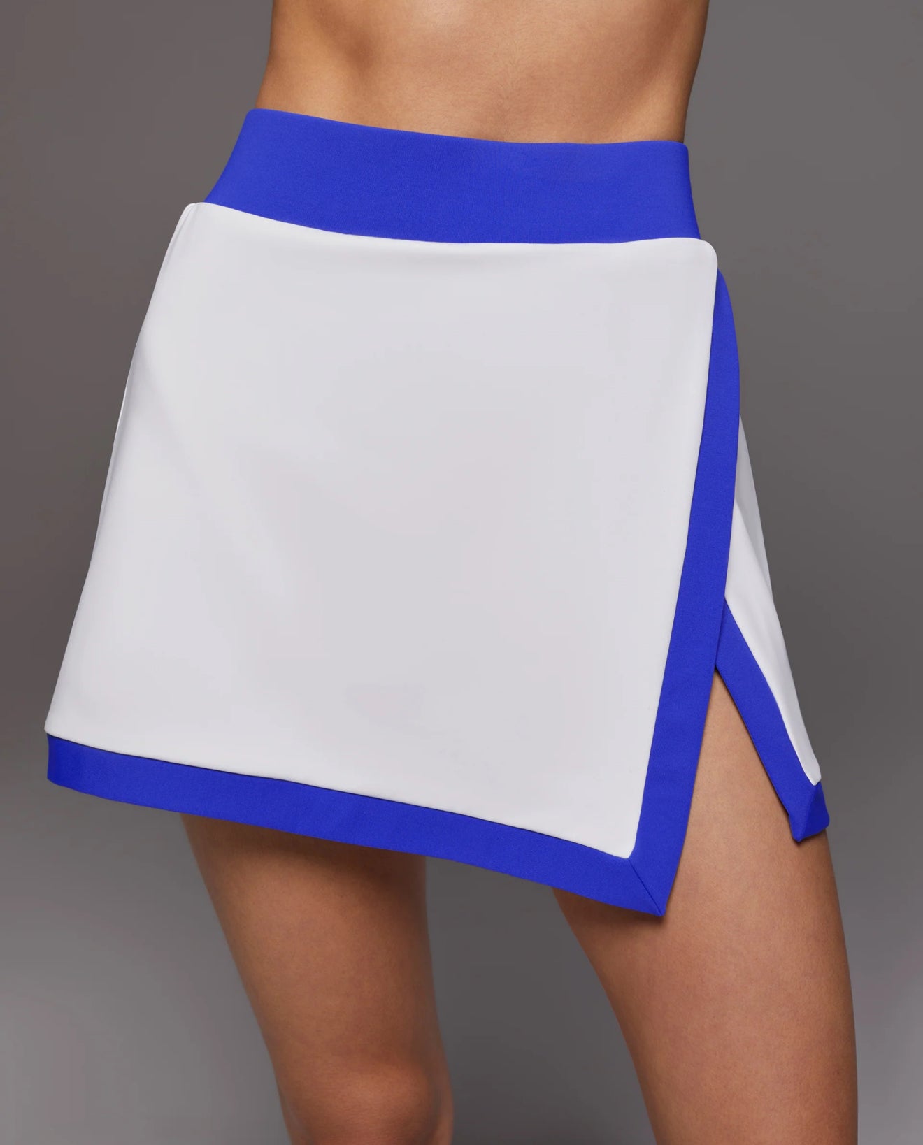 MICHI Rival Tennis Skirt W/ Shorts - White/Royal Blue