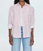 Pistola Samantha Oversized Button Up Shirt - Ruby Stripe