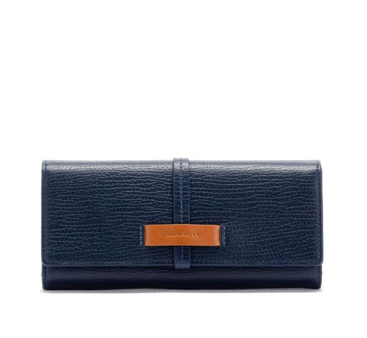 Hammitt BENJAMIN Leather Wallet Slim - Indigo Navy/Brushed Silver