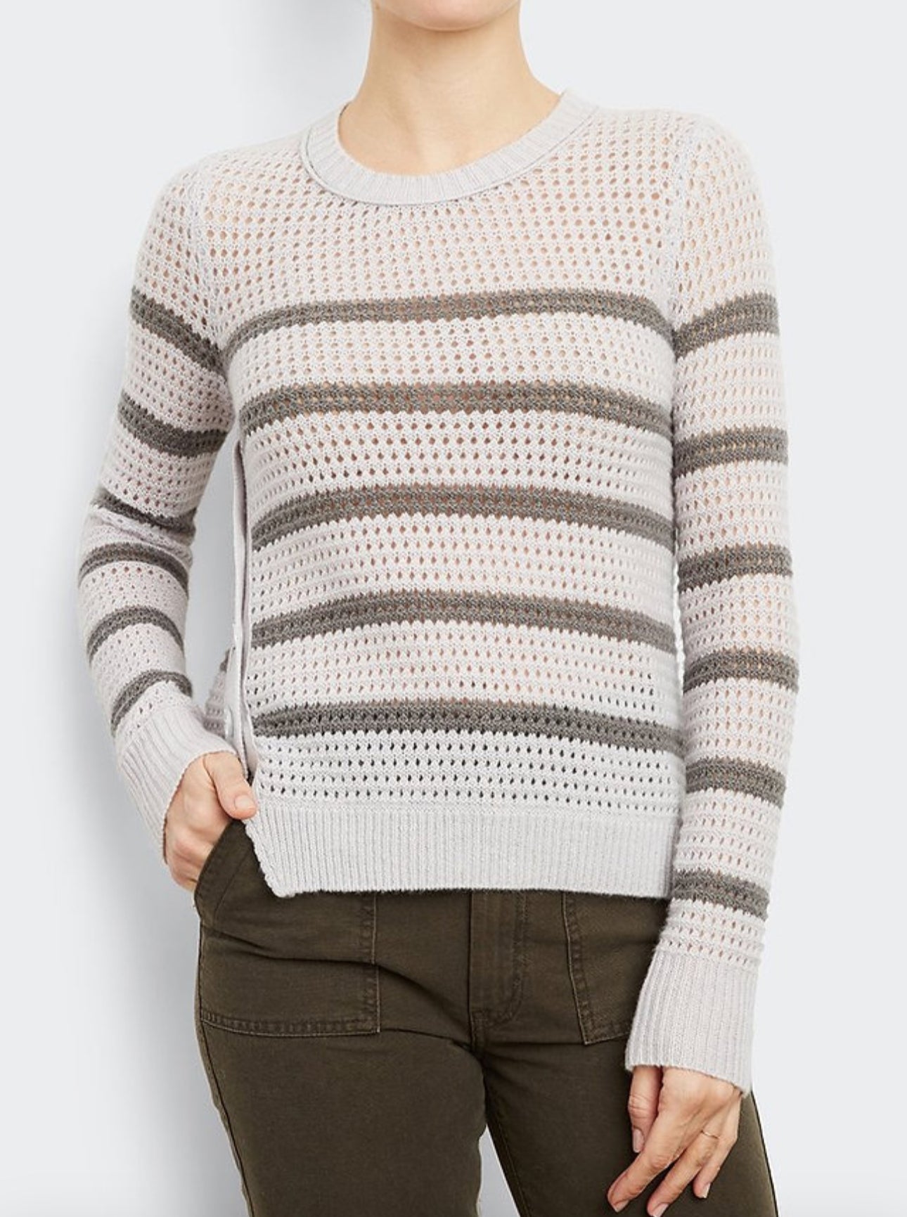 Inhabit Cashmere Waffle Stripe - Lotus