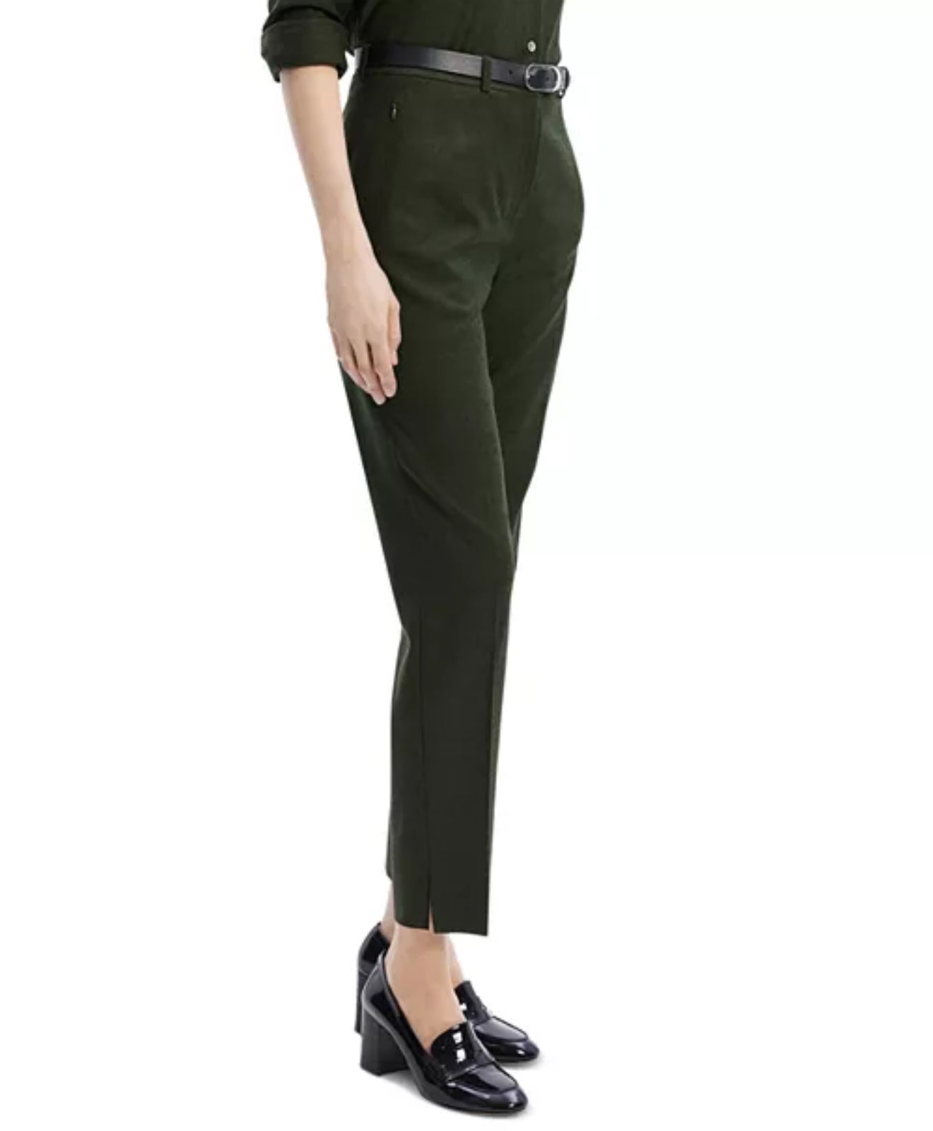 Theory Wool Tapered Pants - Hunter Green Melange