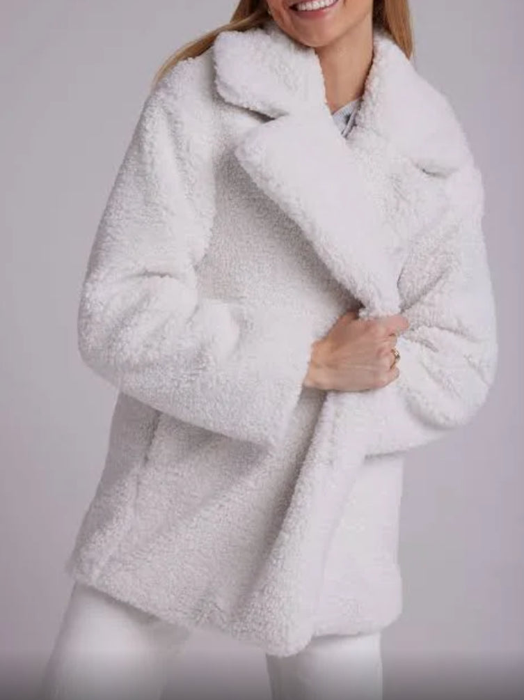 Bella Dahl Oversized Notch Collar Teddy Coat - Winter White