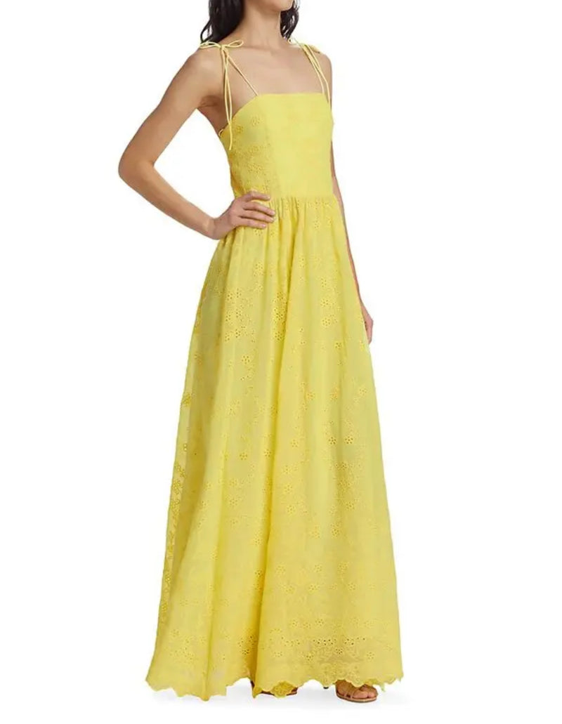 alice + olivia Juniper Tie Strap Maxi Dress - Lemon