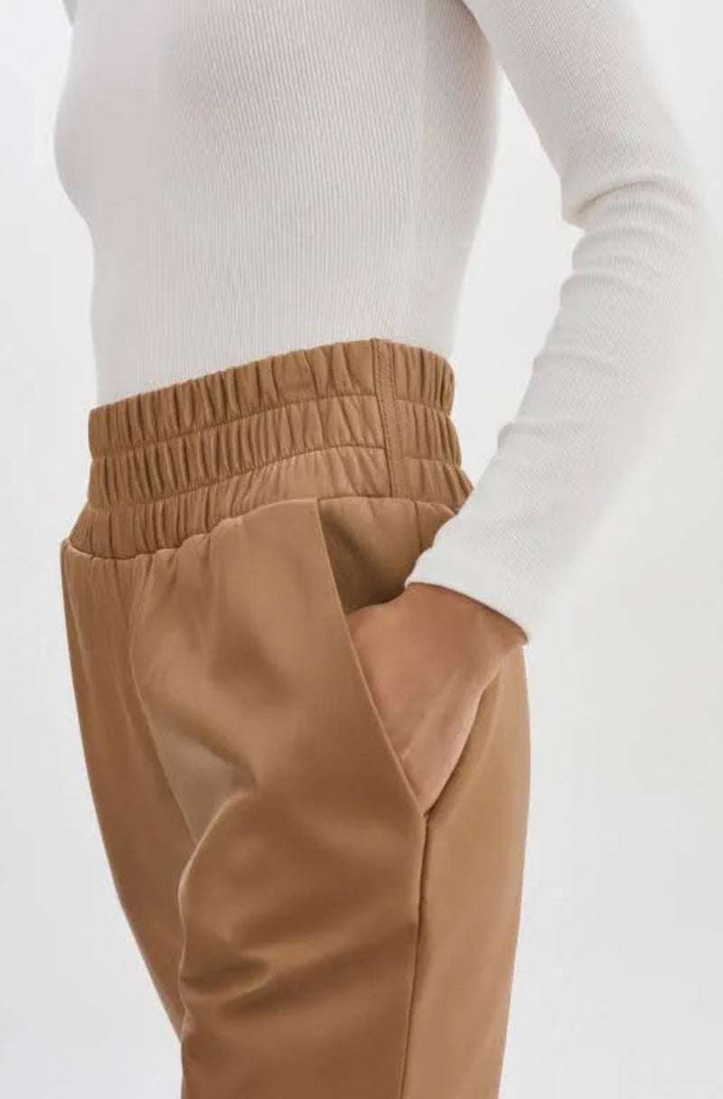 LaRoque Nineta Leather Joggers - Sesame