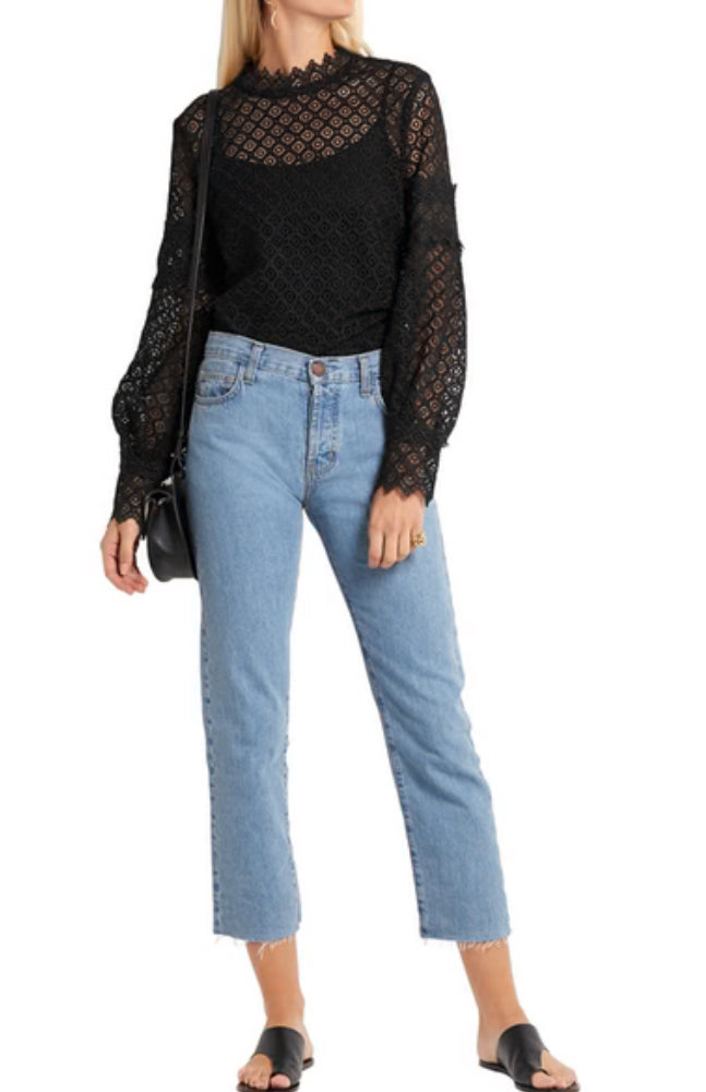 IRO Amia Macramé Lace Blouse - Black