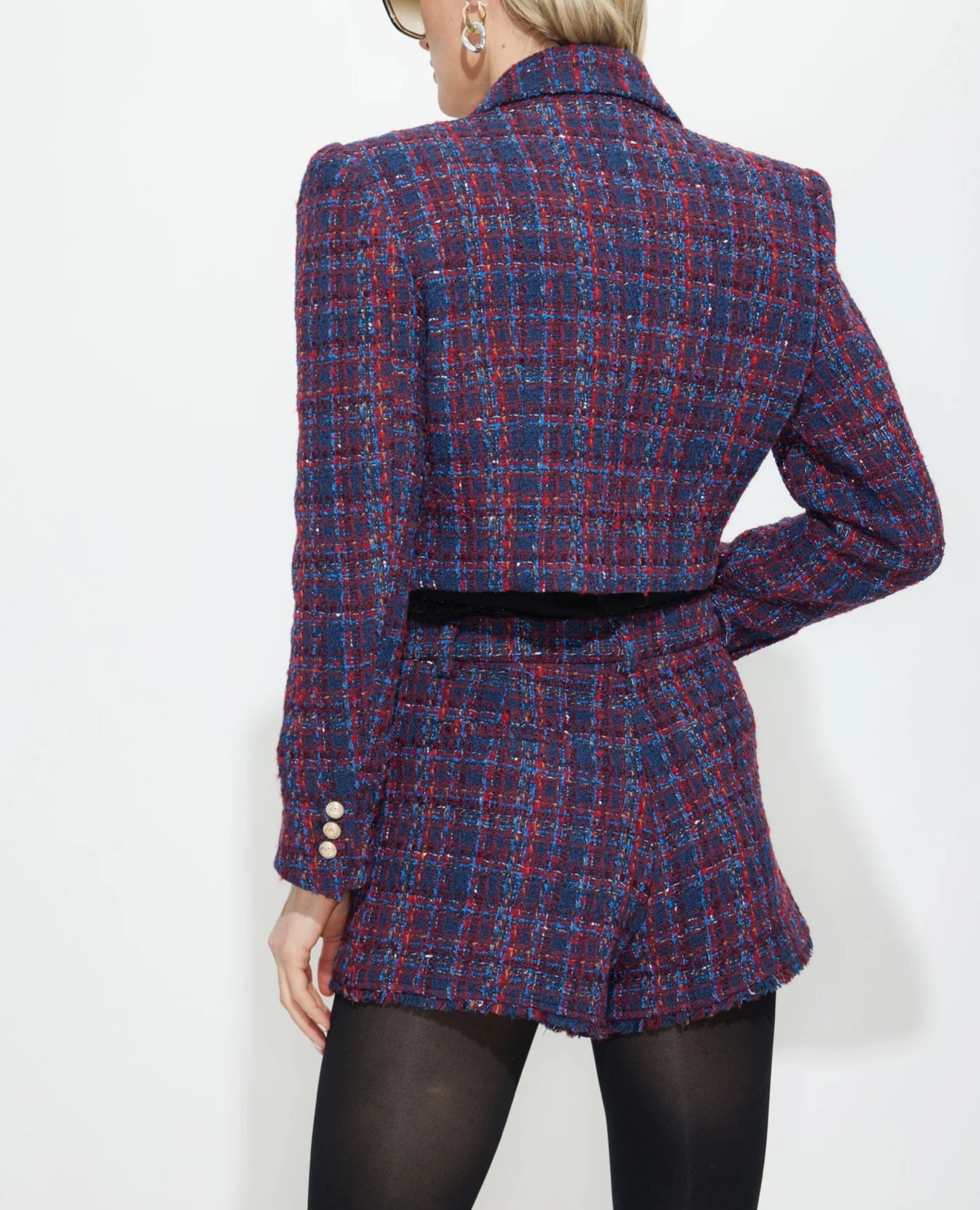 Generation Love Norah Tweed Blazer - Navy/Merlot