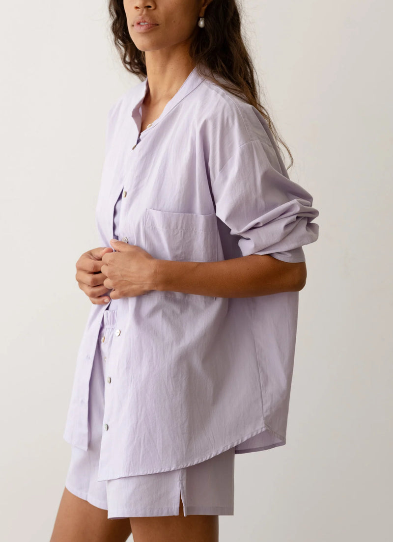 DONNI. The Sandwash Mandarin Shirt - Lilac