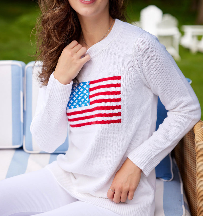 Sail to Sable White Roll Neck Flag Sweater