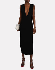 GAUGE81 Cesar V-Neck Rib Knit Midi Dress - Black