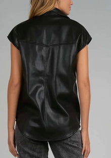 Elan Florence Faux Leather Vest - Black