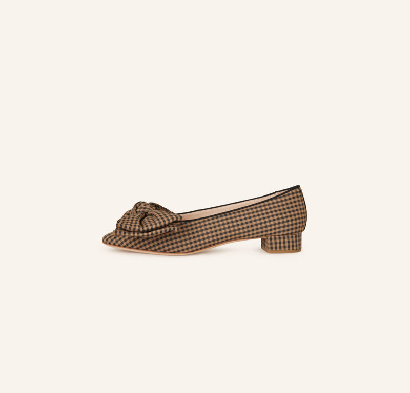 Loeffler Randall Noa Gingham Bow Flat - Brown/Black