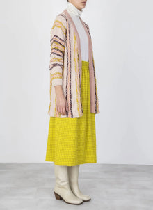 ALYSI Stripes & Jacquard Cardigan- Plaster