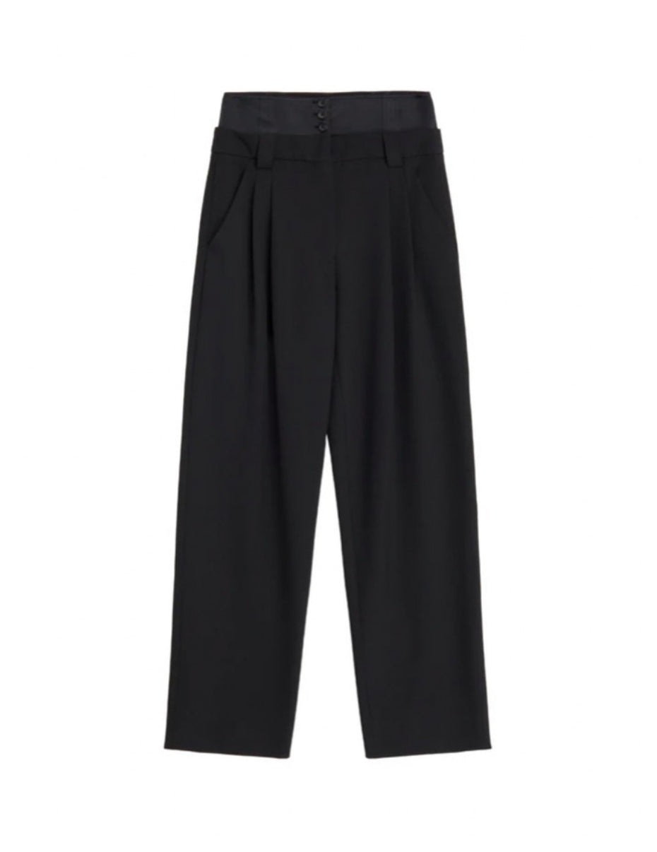 A.L.C Brady Satin Contrast Pant - Black