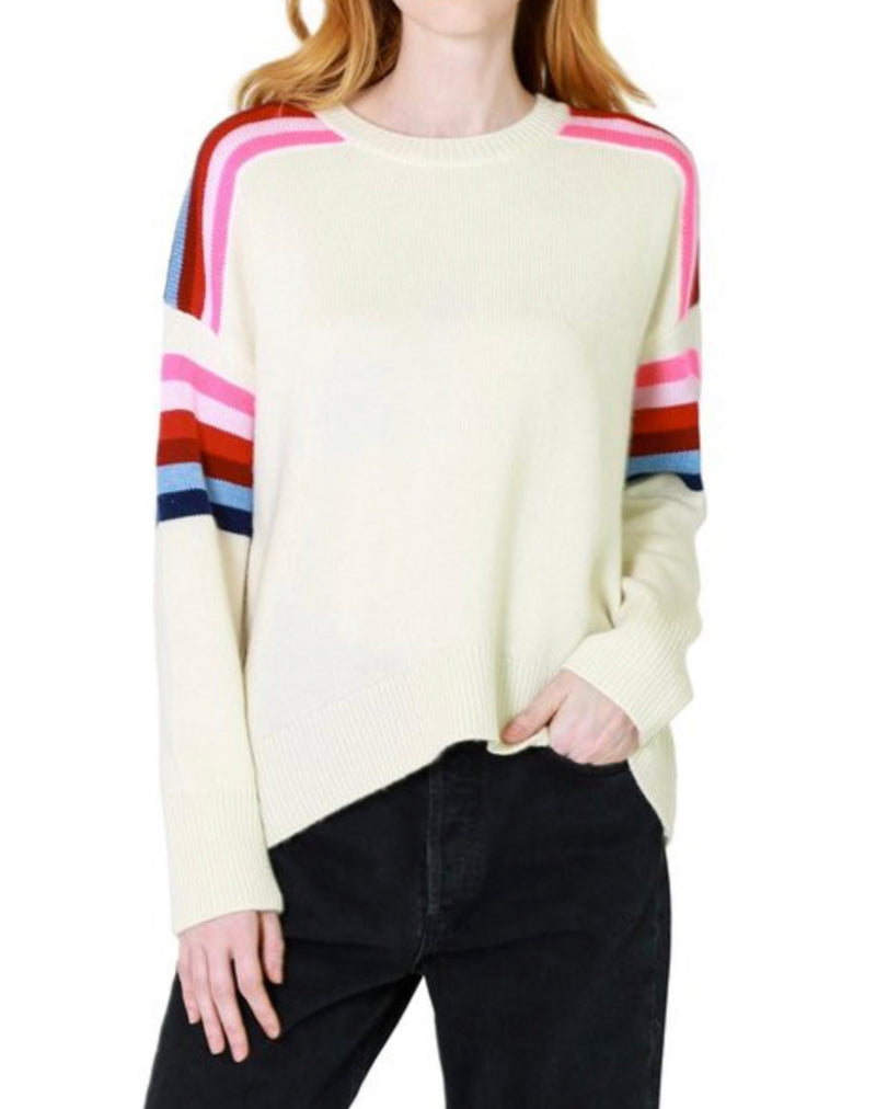 Sundry Shoulder Stripe Sweater - Eggshell