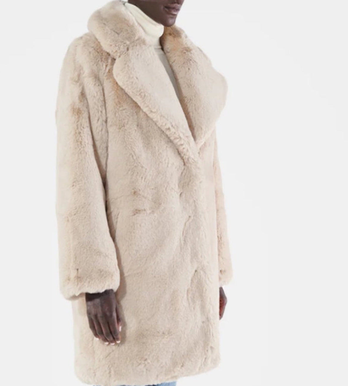 Apparis Stella Faux Fur Coat - Latte