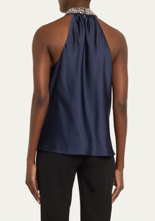 SIMKHAI Navi Sleeveless Crystal-Embellished Top - Midnight