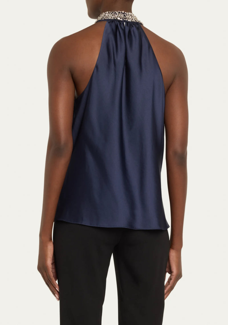 SIMKHAI Navi Sleeveless Crystal-Embellished Top - Midnight