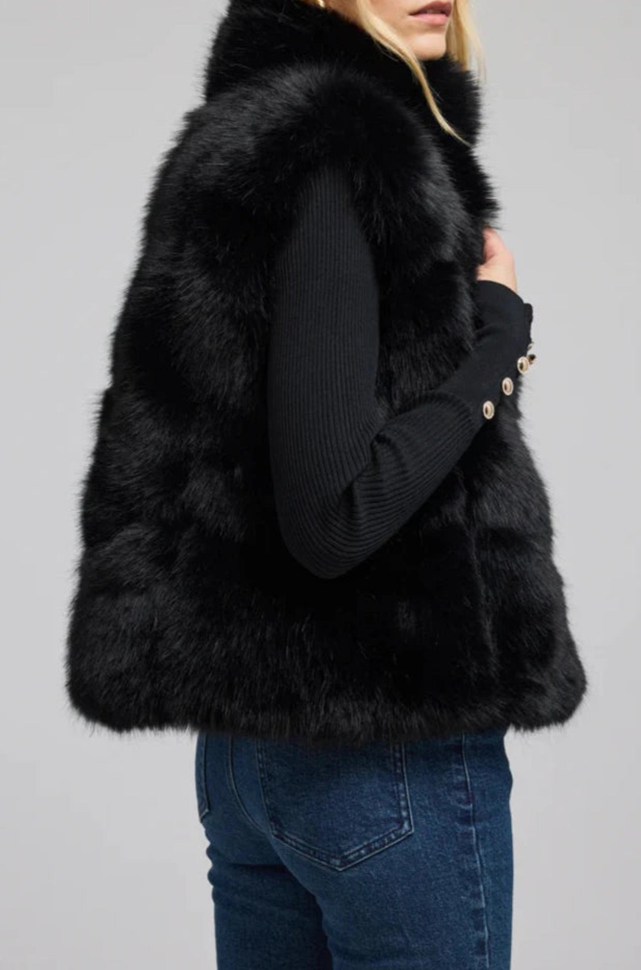 Generation Love Rosario Faux Fur Vest - Black