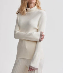 Varley Ravena Rib Knit High Neck Top - Egret