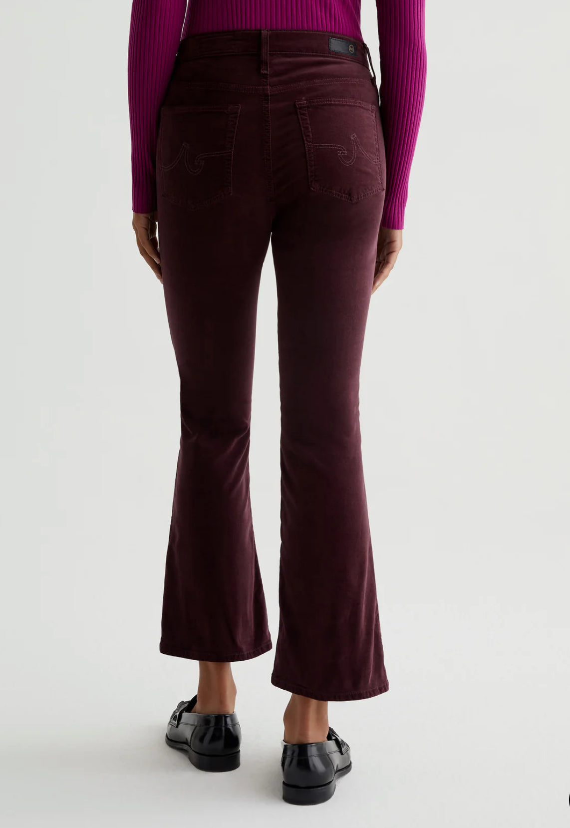 AG Jeans Velvet High Rise Farrah Boot Crop - Pinot Noir