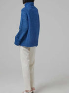 GANNI Chunky Cable Oversized Highneck Pullover - Nautical Blue