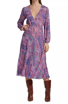 ba&sh Franky Paisley Dress - Blue Multi