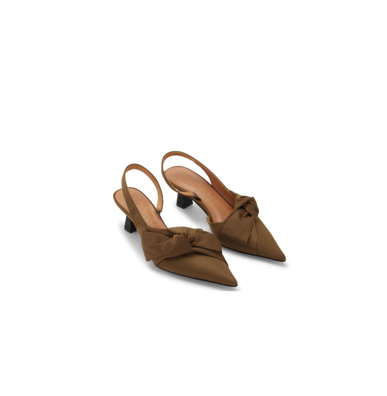 GANNI Soft Bow Slingback Pumps - Chicory Coffee
