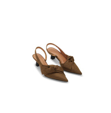 GANNI Soft Bow Slingback Pumps - Chicory Coffee