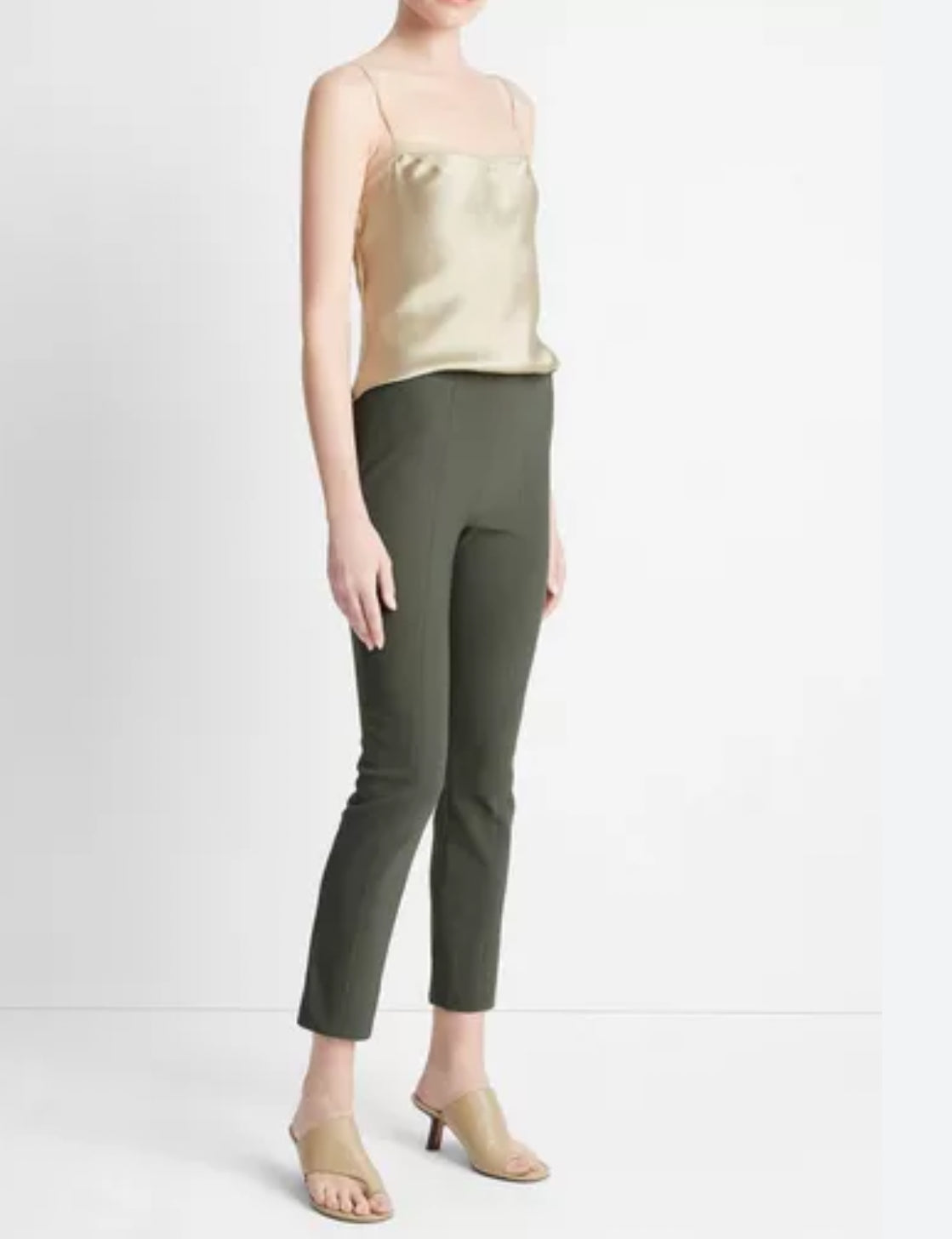 Vince Italian Stitch-Front Seam Legging - Night Pine