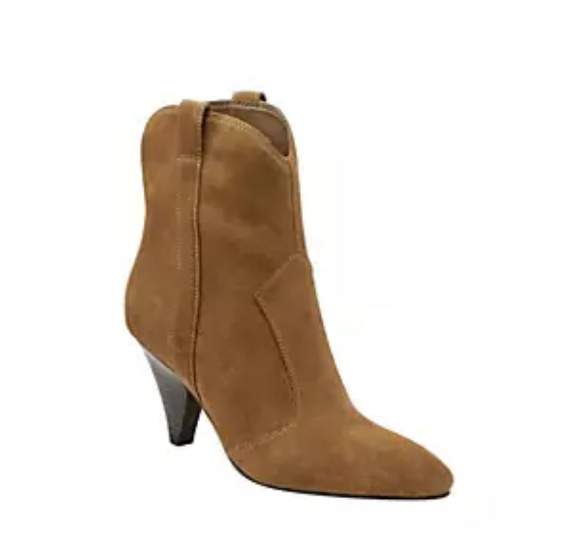 Marc Fisher LTD. Carissa Pointed Toe Pull On Booties - Cognac Suede