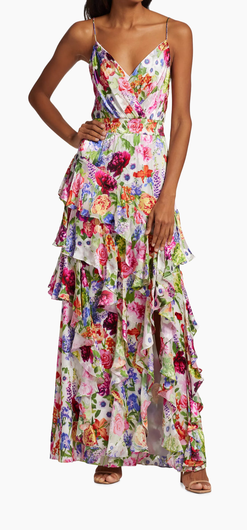 alice + olivia Hayden Ruffled Floral Maxi Dress