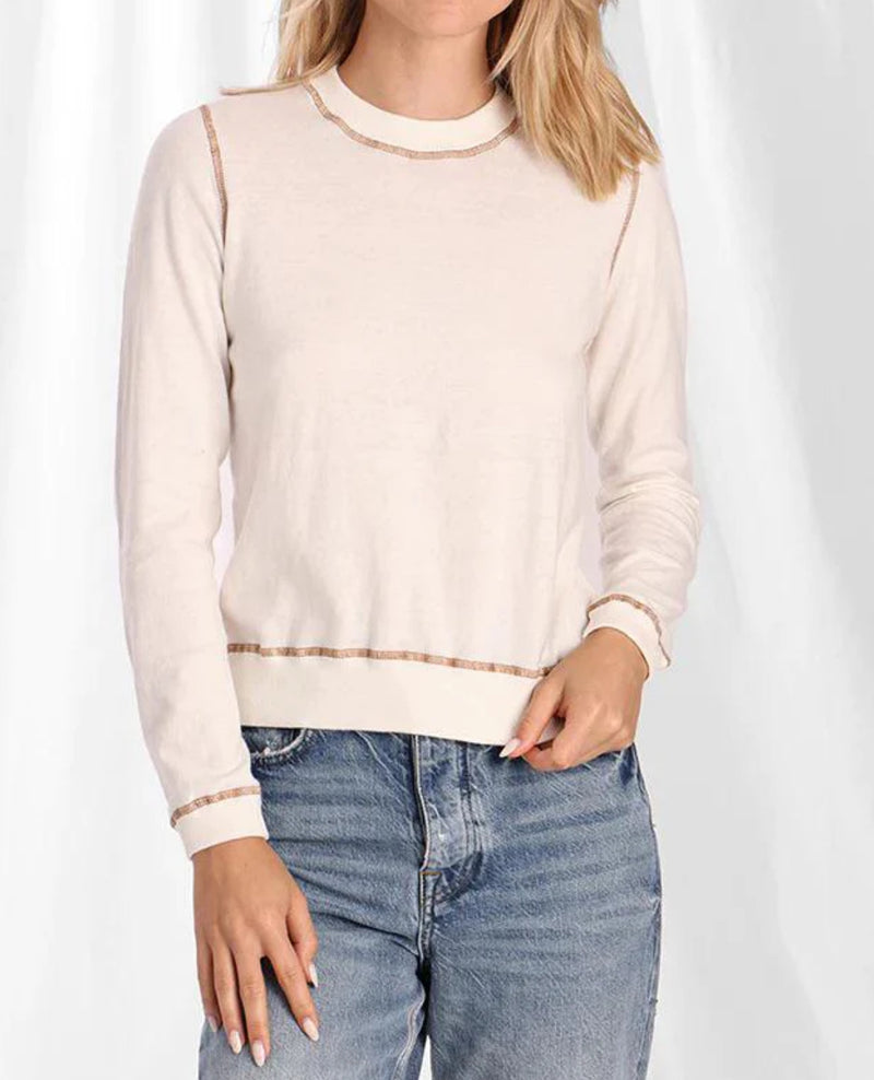 Minnie Rose Cotton Cashmere Crew - Starch