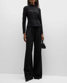 A.L.C. Holly Open-Stitch Top - Black