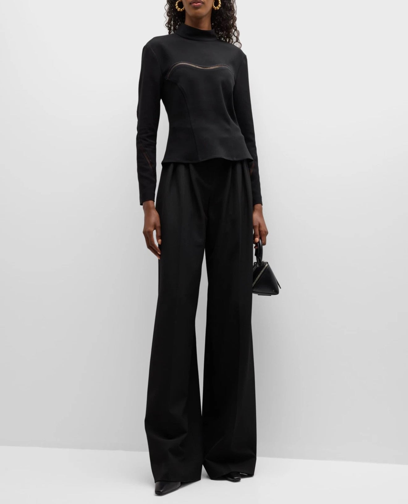 A.L.C. Holly Open-Stitch Top - Black