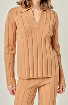 English Factory Texture Knit Top - Camel