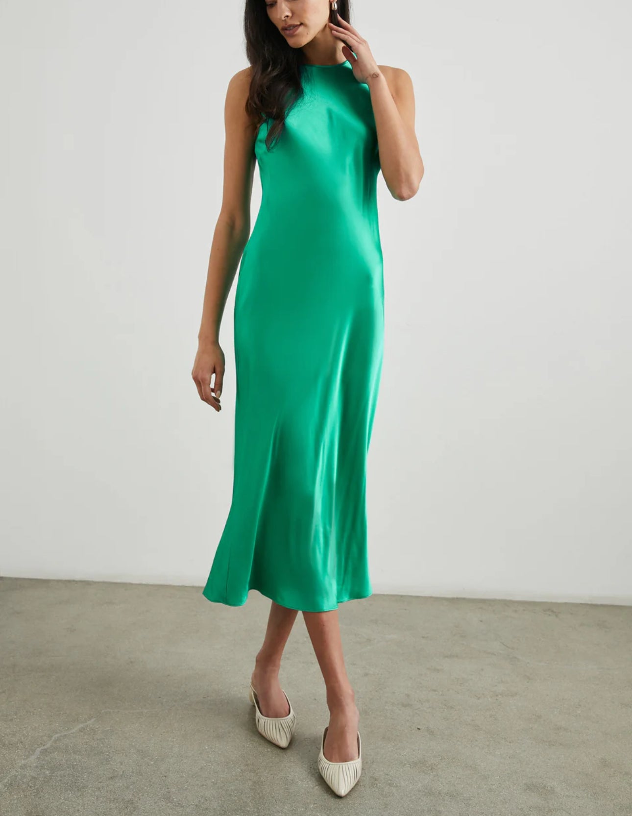 Rails Solene Satin Bias-Cut Dress - Jade