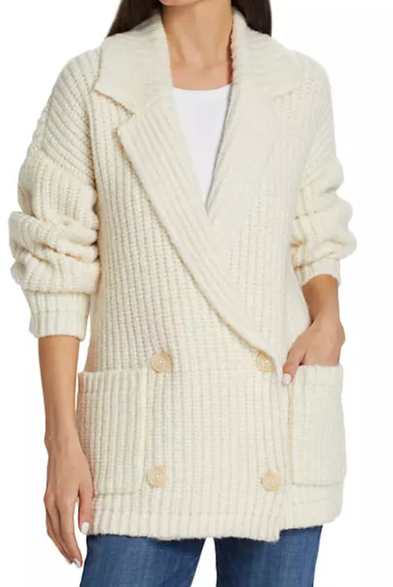 dh New York Piper Double-Breasted Cardigan - Winter White Marled