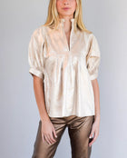 Never A Wallflower High Neck Top - Ivory Stripe