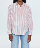 Pistola Samantha Oversized Button Up Shirt - Ruby Stripe