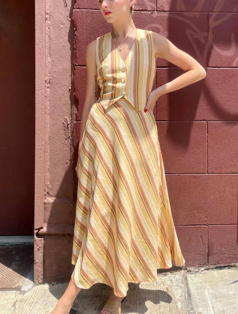 Christine Alcalay Christine Skirt - Tuscan Linen Stripe