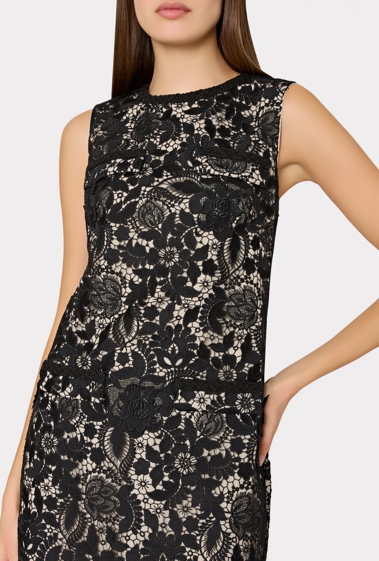 MILLY 3D Garden Lace Dress - Black