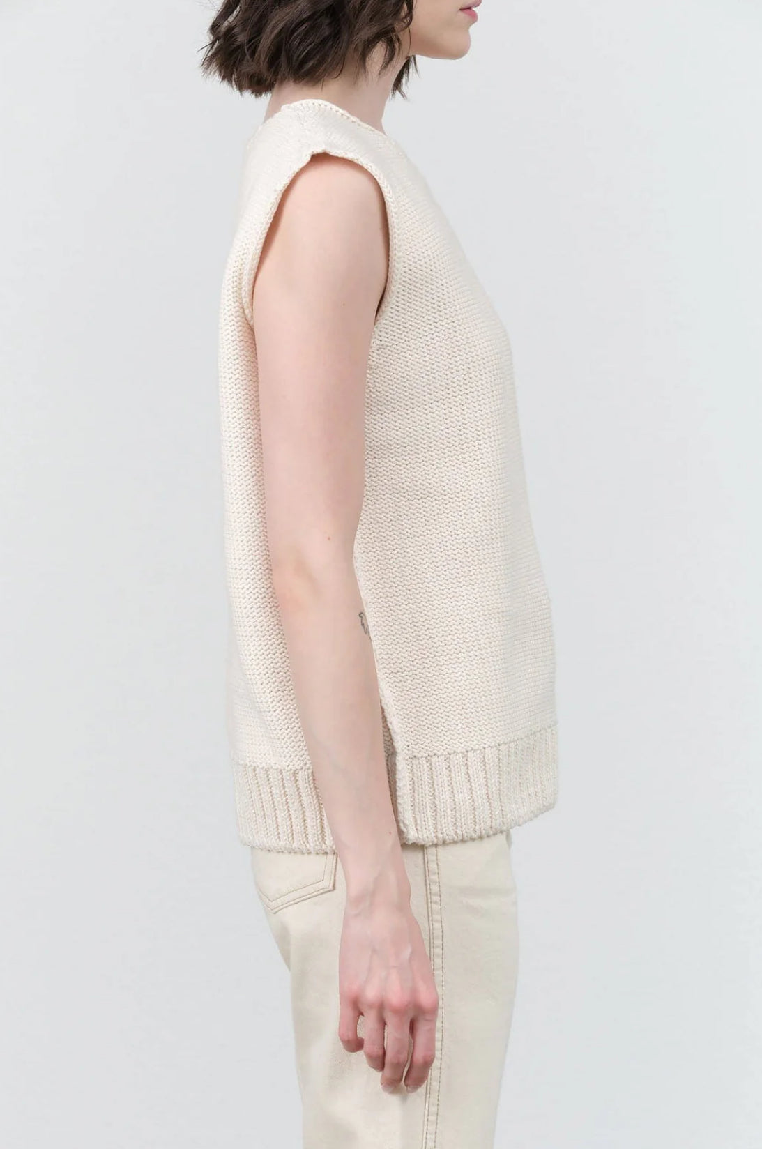 NSF Catalina Sleeveless Sweater Top - Soft White