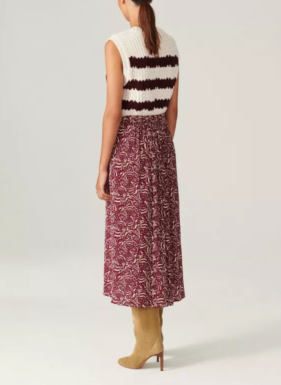 ba&sh Lenny Printed Skirt - Raisin