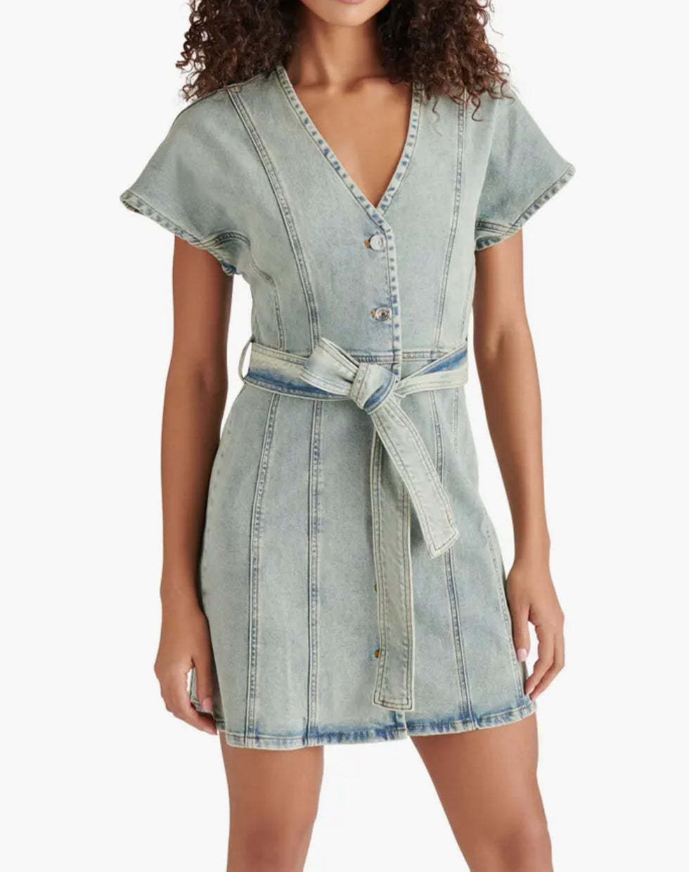 Steve Madden Joelle Belted Denim Dress - Stone Blue