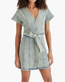 Steve Madden Joelle Belted Denim Dress - Stone Blue