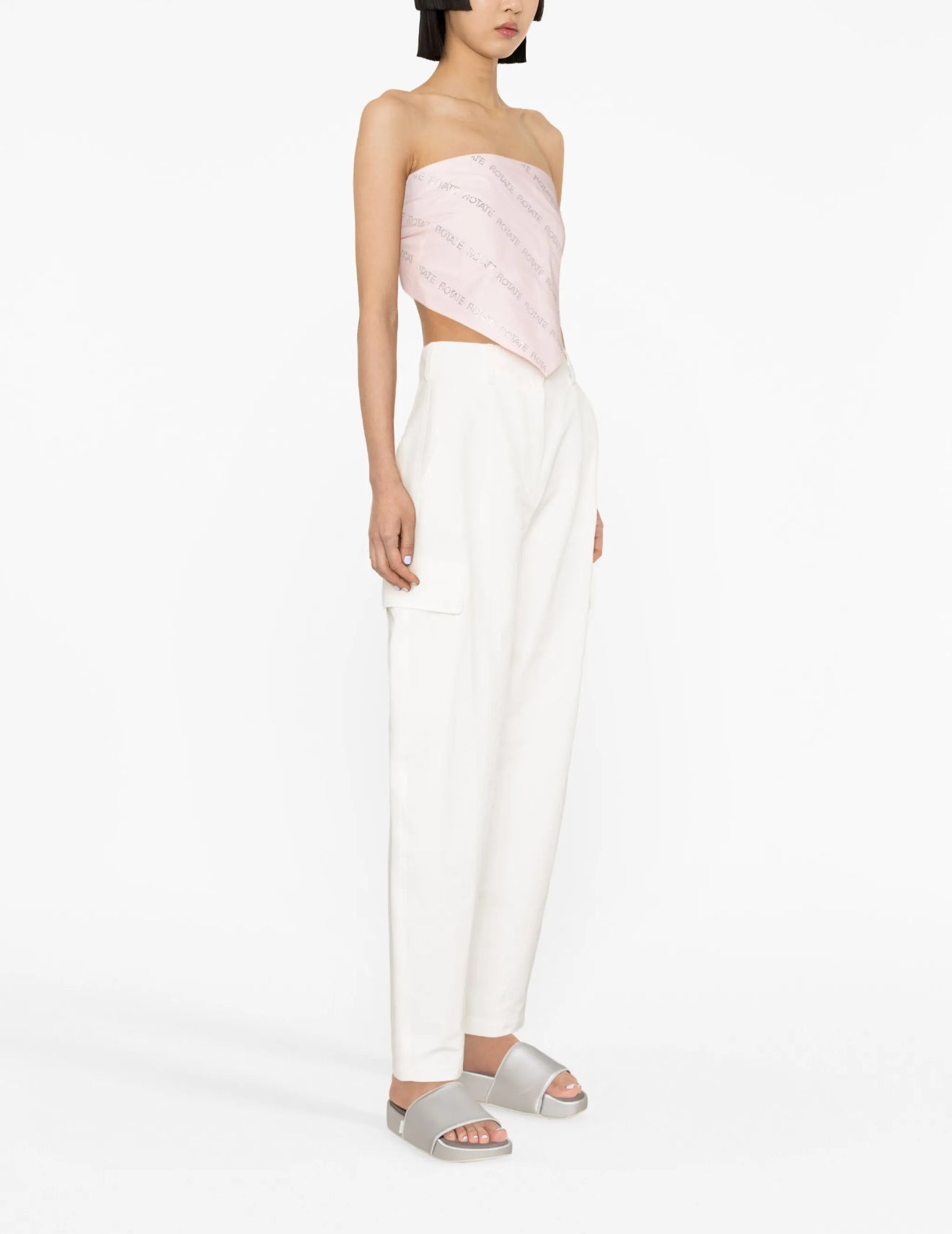 Rotate Birger Christensen Sunday Crystal Embellished Logo Bandana Top - Blush