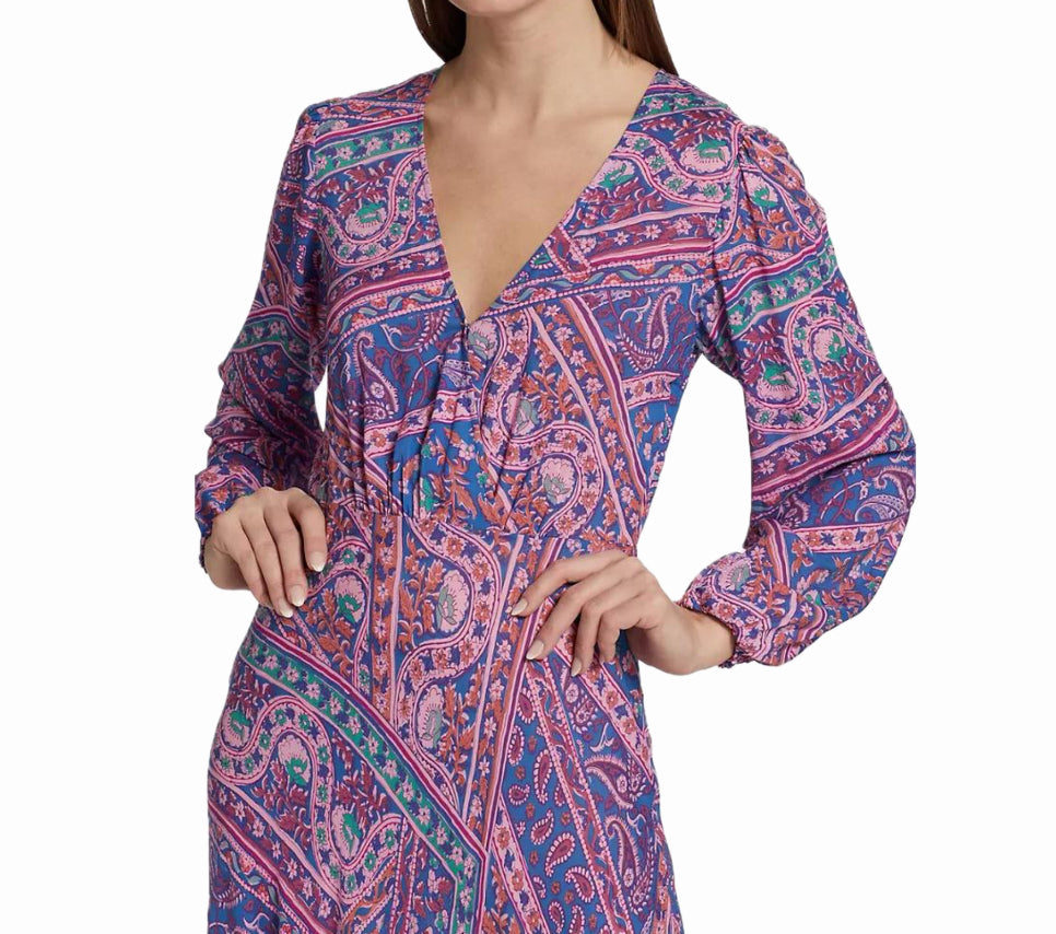 ba&sh Franky Paisley Dress - Blue Multi