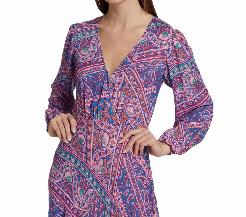 ba&sh Franky Paisley Dress - Blue Multi