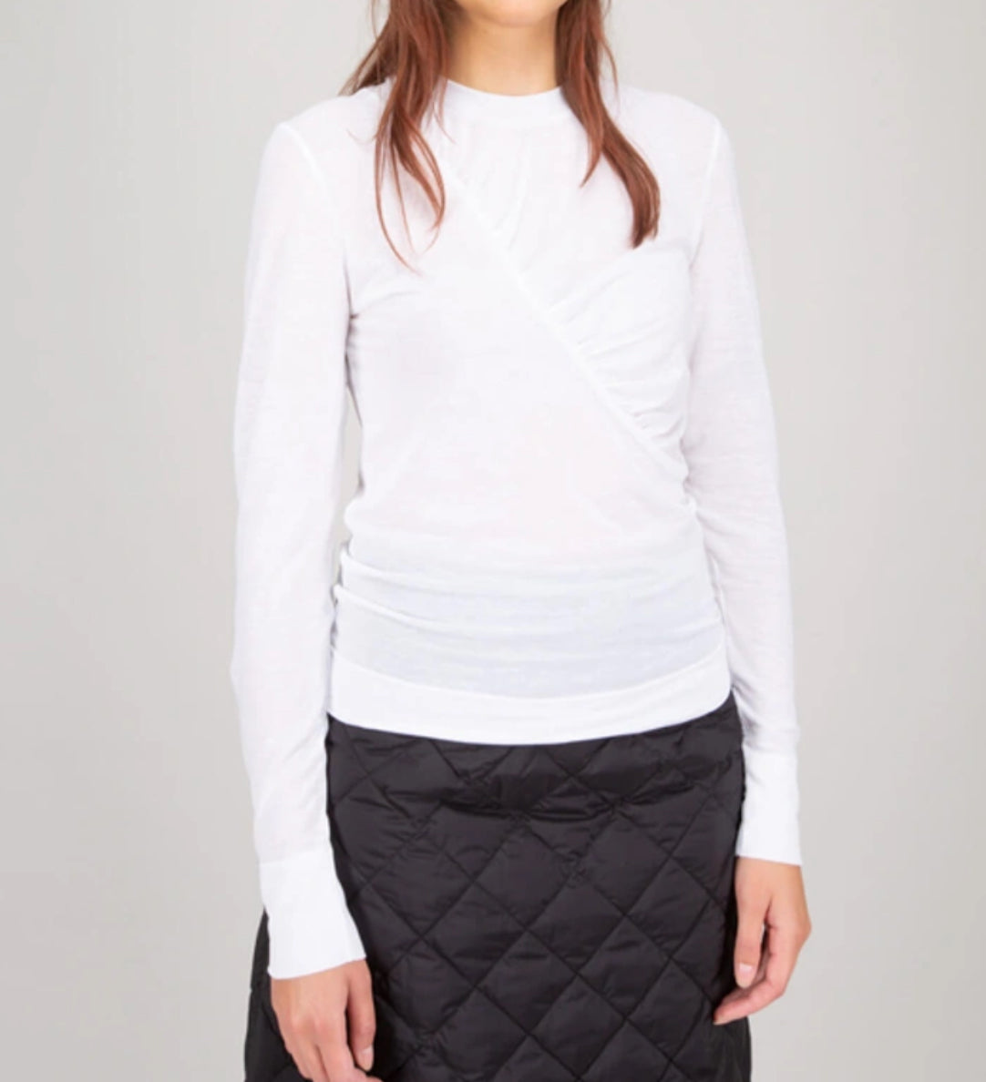 GANNI Organic Cotton Quilted Longsleeve Tee - White